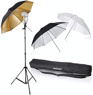 Neewer Flash Mount Three Umbrellas Kit 33"/84cm White Soft/Silver Reflective/Gold Reflective Umbrella