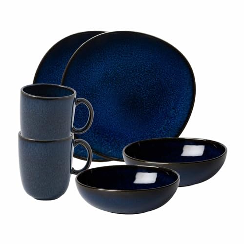like. by Villeroy & Boch - Lave Bleu Geschirr Set Aus Steingut, 6Tlg., Pottery Look, Frühstückservice Für 2 Personen, Blau
