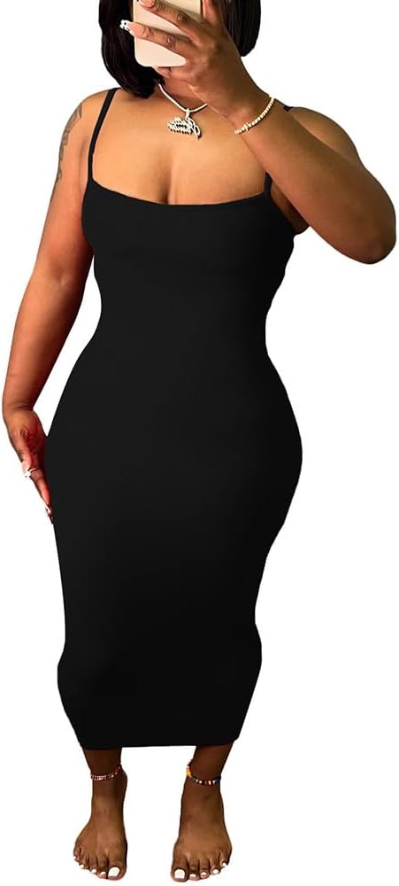 Women's Casual Short Sleeve Dress T Shirt Bodycon Dresses Ribbed V Neck Maxi Sundress Basic Party Club Dress with Pocket