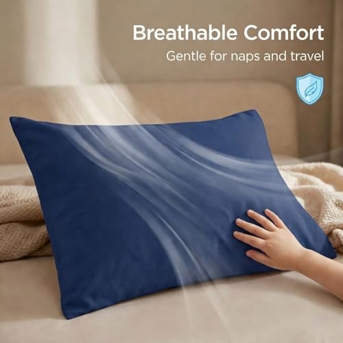 Image of 2-Pack Toddler Travel Pillowcases -100% Soft Microfiber, Breathable and Hypoallergenic - 14 inch by 20 inch Kids Pillowcases fits Pillows 14x19, 13x18 or 12x16, Solid Navy