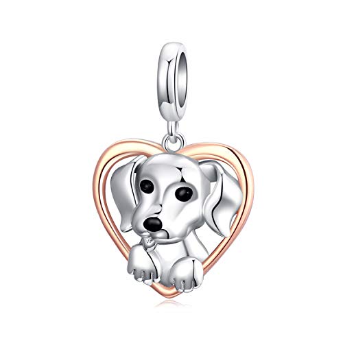 Charm chiot en argent 925 vintage rétro pour création de bracelet