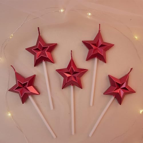 Dzxin Sternform Geburtstagskerzen, 6 Pcs Geburtstagskerze Für Torte,...