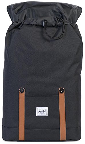 Image of Herschel Retreat Backpack, Black /Tan Synthetic Leather, Mid-Volume 14.0L