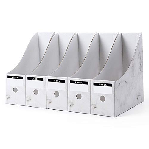 ZLEW 5PCS Rack File Rack School Pieghevole Scrivania Scatola di immagazzinaggio Scatola di immagazzinaggio per Ufficio Kraft Carta Cartoleria Rivista File Semplice Rivista Porta File, Bianco