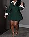 Womens Suits 2 Piece Skirt Set Casual Long Sleeve Crop Blazer Jacket Pleated Mini Skirts Matching Outfits Dark Green XL