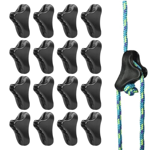 16 Pcs Seilspanner Camping Zelt Spannschnur Einsteller Camping von Ausrüstung für Camping, Wandern, Rucksackreisen, ultraleichte Zeltheringe, Abspannleinen