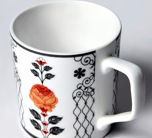 Image of India Circus by Krsnaa Mehta Onyx Elegance Bone China Coffee Mug Set of 6 | Tea Cup with Handles | Microwave and Dishwasher Safe | Designer Multicolor | 220 mL Each