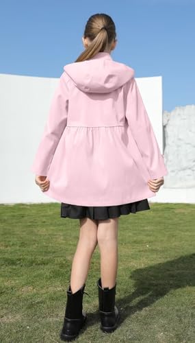 Image of Cromoncent Girl's Rain Jackets Waterproof Hoodie Trench Coat Cute Dress Coat Outerwear, 3-12 Years