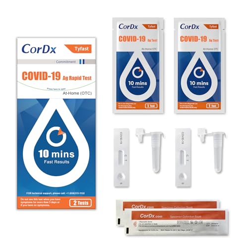 CorDx TyFast at Home COVID 19 Antigen Rapid Test Kit, Easy, Accurate, Fast Results in 10 Minutes. (2-Pack)