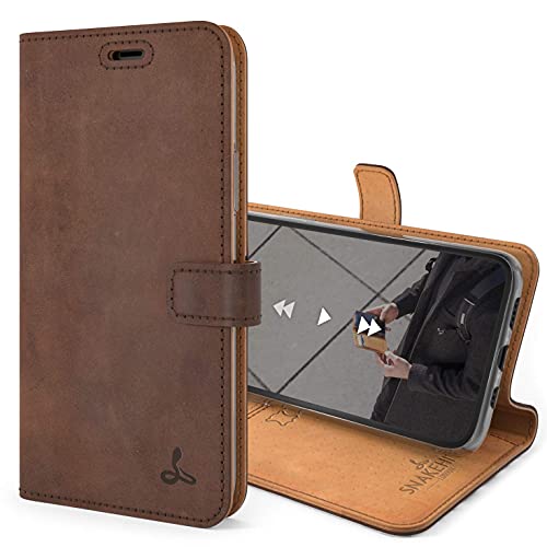 Snakehive Leather Wallet for iPhone 11 || Real Leather Wallet Phone Case || Viewing Stand & 3 Card Holder || Flip Folio Cover with Note Slot (Brown)