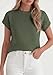 PRETTYGARDEN Women's 2026 Spring Fashion Sweater Vest Business Casual Crochet Tops Cap Sleeve Knit Shirt Beach Summer Outfits (Green,Medium)