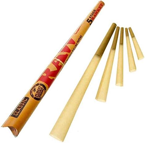 Raw Rawket 5 in 1 Pre rolled cones (Includes 5 different size Cones) With Silver Pouch