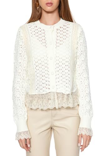 Trendyol Crew Neck Ecru Knitwear Cardigan - Jacket-Like Twoaw24Hi00337,Ecru L