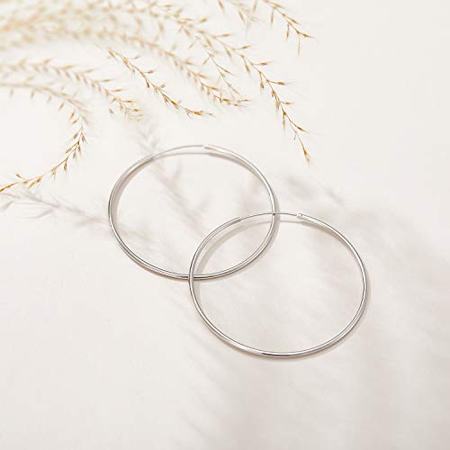 SWEETV 925 Sterling Silver Hoop Earrings for Women Lightweight Endless Silver Thin Hoops, 20/30/40/50/60MM 5