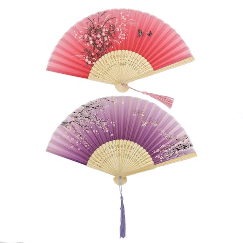 Icelus 2 Pieza Abanico Mano Plegable,Estilo Japonés Abanicos Plegables Boda Abanico Boda Abanico Plegable Abanico Fiesta Verano Boda,decoración,Accesorios para Fiestas