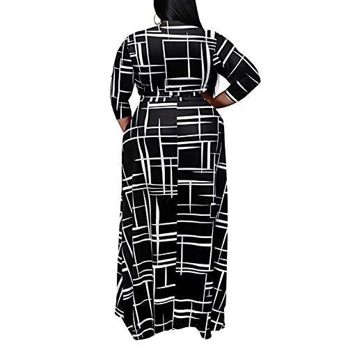 Runwind Plus Size Summer Dress - Wrap Maxi Dresses Floral Print 3/4 Sleeve For Women #TOP2