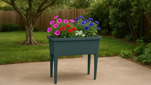 simpa XL Raised Bed Plastic 76cm Trough Planter Long Pot - 76.3cm (L) x 59.8cm (H) x 38.9cm (D) (Green) - Image 5