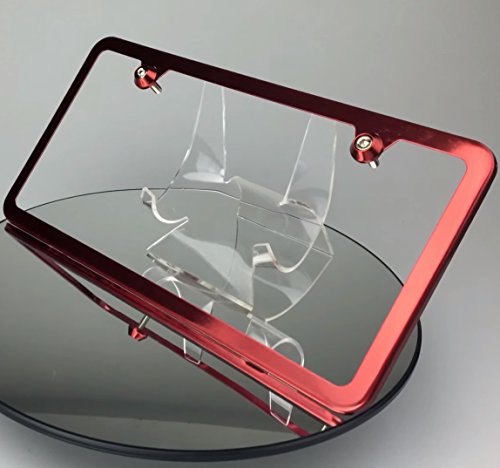 Ka Legend Candy Red 2 Holes Slim Powder Coated 100% Stainless Steel License Plate Frame Holder Tag W/Aluminum Screw Cap #TOP2