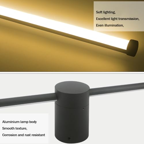 Aplique de pared LED de 90cm con rotación de 350° y luz cálida para dormitorio negro 4