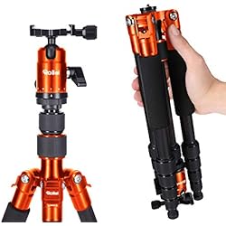 Tripode Compacto Rollei Compact Traveler No I Aluminio I Naranja I Trípode de Viaje Ligero I Trípode fotográfico de tamaño Compacto I Rótula de Bola y Bolsa para trípode