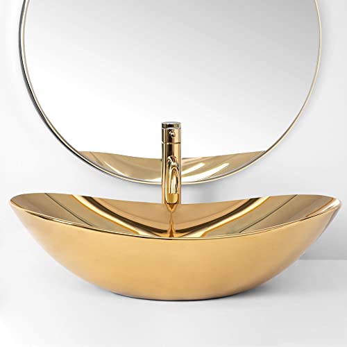 Lavabo de baño Rea Royal Gold de cerámica rectangular que optimiza el espacio 7