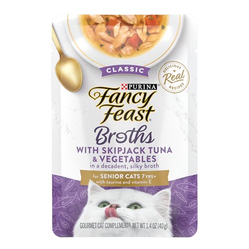 Image of Purina Fancy Feast Lickable Senior Wet Cat Food Broth Topper Classic with Skipjack Tuna and Vegetables - (Pack of 16) 1.4 Oz. Pouches