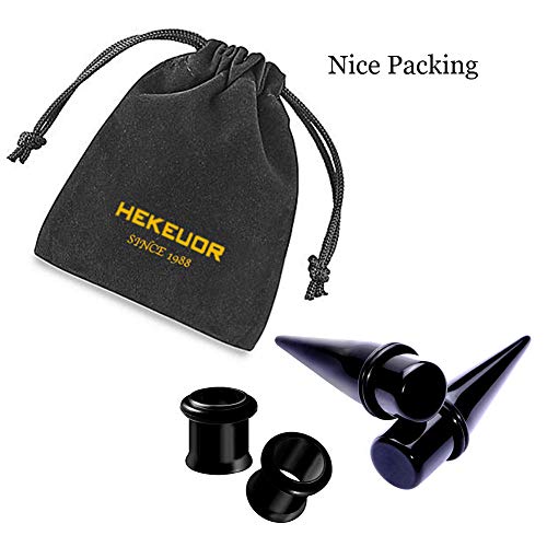 HEKEUOR 1g 7mm 2 Pairs 316L Steel Tapers and Tunnels Ear Stretching Kit Gauges Gauging Plugs3