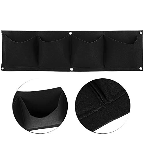 4Pcs 4 Pockets Felt Vertical Garden Planters Hanging Grow Bags, Hanging Wall Planters For Indoor Flower Grow Pouch Planter For Garden Courtyard Doorway Decoration(Black) #TOP7