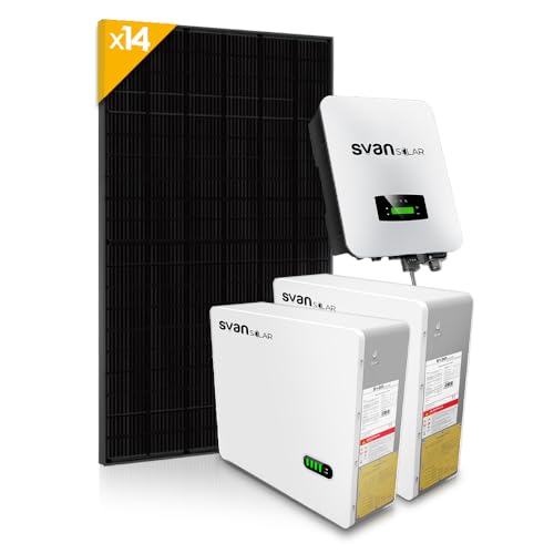 Svan SOLAR Kit Solar Residencial, Kit Pro, SSRS10514K. Incluye 14 Placas de 460 W, 2 Baterías de 5,1 Kwh, 1 Inversor de 5 Kw