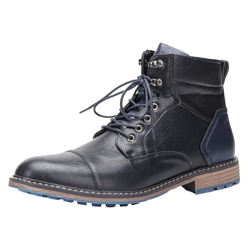 TangDao Botas de Cuero para Hombre Botas Chelsea Botines con cremallera Zapatos de hombre estilo retro Vintage (Negro, Regular, Adulto, Hombre, 44, Números, Sistema tallas calzado EU, mediano)