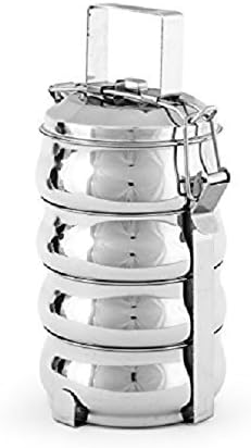 Royal Sapphire Stainless Steel Belly Tiffin Food Carrier, Tiffin Lunch Box With 4 Container, 25 Cm