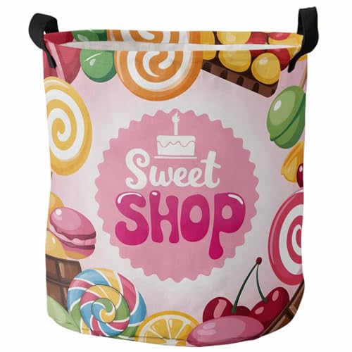 Collapsible Laundry Basket 60L, Sweet Shop Words Storage Bin Laundry