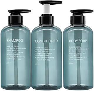3 Pack Refillable Shampoo and Conditioner Bottles, 500ml Plastic Empty Shampoo Conditioner Dispenser for shower, Shampoo Bottle Pump Dispenser for Bathroom or Hotel