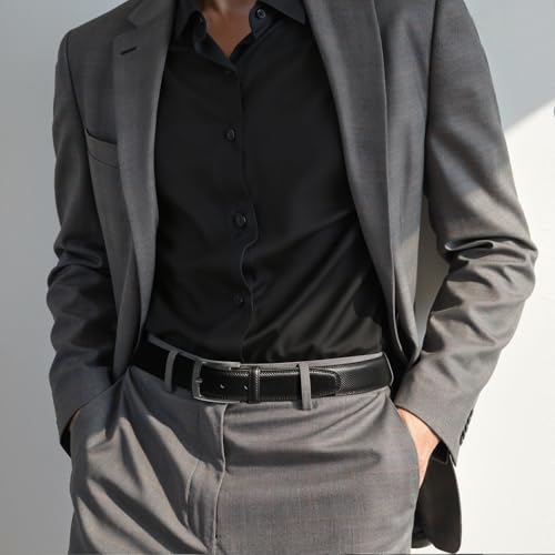 Image of MILORDE Men's Genuine Leather Dress Belt, Handmade, 100% Cow Leather, Fashion & Classic Designs for Work Business and Casual