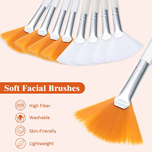 Image of 9 Pieces Facial Fan Mask Brushes, Soft Facial Applicator Brushes Tools for Peel Glycolic Makeup for Mud Cream(White, Yellow)