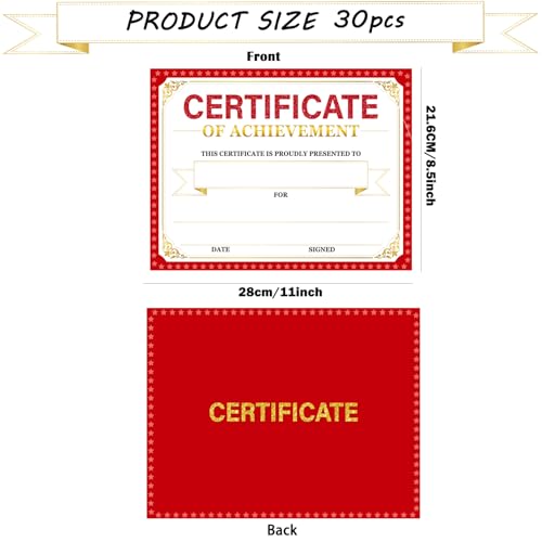30 Pieces Certificate of Achievement Student Awards Certificates Paper Month Certificates 8.5 x 11 Inch (Red) - Image 4