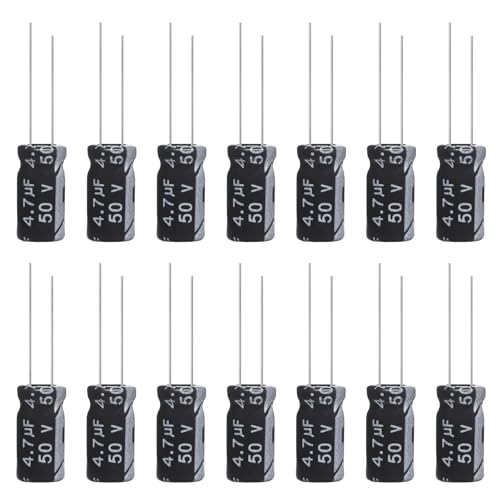 ALLECIN 4.7uF 50V 5x11mm Electrolytic Capacitor 4.7 uF MFD 50 Volt 0.2x0.43in Aluminum Capacitors...