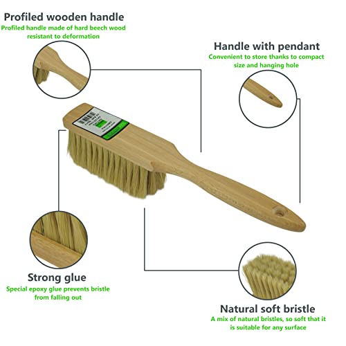 Miniatura 6 de Toolspace Escoba De Mano Madera 32 Cm Cepillo Barredora Nieve Para Coche Camping Escoba Madera Ángulo Cerdas Naturales Limpieza Interior Exterior Casa Garaje Viajes