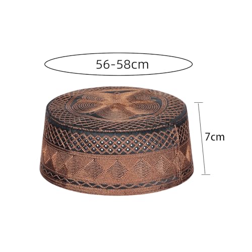 Ibluelover Men Muslim Prayer Kufi Hat Breathable Embroidery Kofia Topi Sunhat Islam Kufi Headware Praying Beanie
