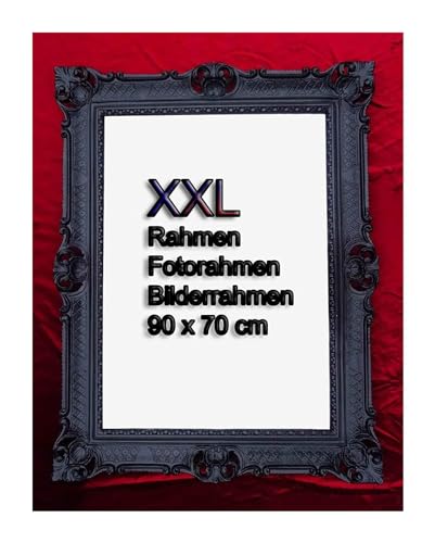 Generisch Cadre photo baroque doré - 50 x 70 cm - Cadre photo antique - 70 x 90 cm - Cadre pour peinture de mariage - Tableau publicitaire (noir)