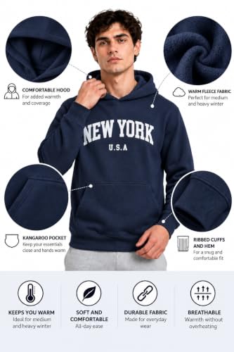 Image of FYLTR Men's Graphic Printed Fleece Hooded Sweatshirt with Kangaroo Pocket | Full Sleeve Pullover Hoodie for Medium to Heavy Winter