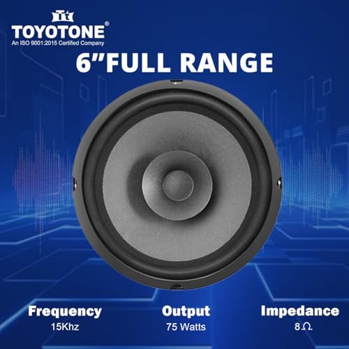 Image of TOYOTONE 6-Inch Full-Range Speaker | Dual Cone | 75W | 8-Ohms | Copper Coil | High Sensitivity | Ideal for Home & Car Audio (Pack of 1)