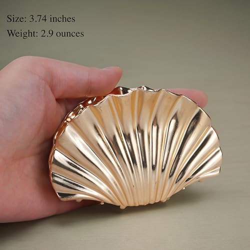 Pinza metálica para cabello grueso color dorado 4 pulg miniatura 4
