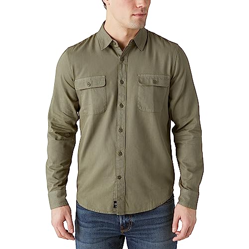 Lucky Brand Lived-in Long Sleeve Workwear Shirt Deep Lichen Green 2XL