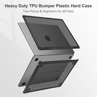 MOSISO Shock-Absorbing Hard Case Compatible with MacBook Air 15 inch M5 2026 M4 M3 M2 2025-2023 A3448 A3241 A3114 A2941,Anti-Cracking Heavy Duty Hard Shell with TPU Bumper&Keyboard Cover, Black