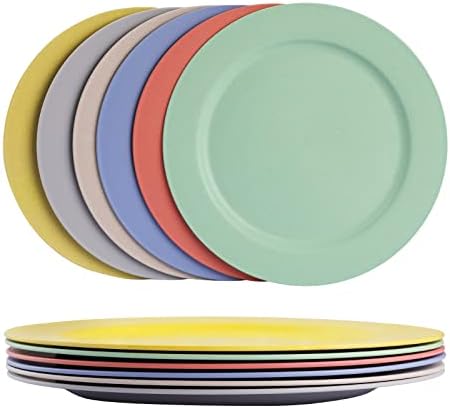 greenandlife 10inch/6pcs Dishwasher & Microwave Safe Wheat Straw Plates - Lightweight Reusable Unbreakable Dinner Plates, Non-toxin, BPA Free and Healthy for Kids Children Toddler & Adult