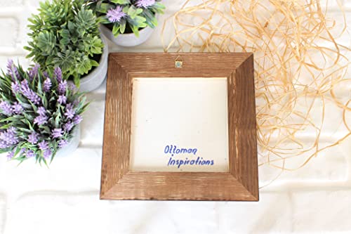 Iznik Decorative Tile, Handpainted Tile, Wooden Frame, Handpainted Iznik Tile, Ottoman Tile, Turkish Ceramic Tile, Wall Decor, 8In X 8In, Mediterranean Galleon Ship Iznik Tile Of Ground Quartz #TOP6