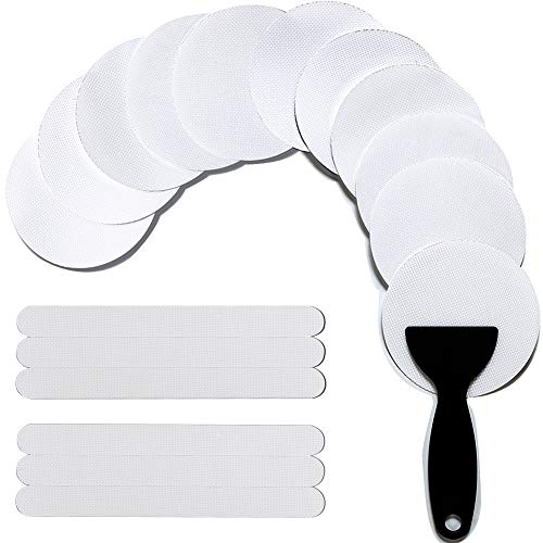 Non-Slip Bathtub Stickers 24 PCS Safety Bathroom Tubs Showers Treads Adhesive Decals with Scraper (Clear, 0.8