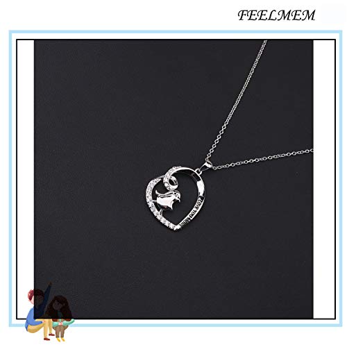 FEELMEM Penguin Necklace I Love You More Penguin Love Heart Pendant Necklace Mother Daughter Jewelry Gift4