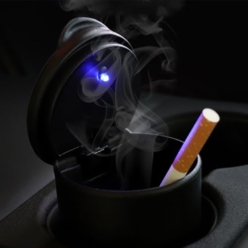 Chingde Car Ashtray, Anti-Odour, Portable, Cigarette Ashtrays with Lid for Travel Home Office (Black, 1 Piece)